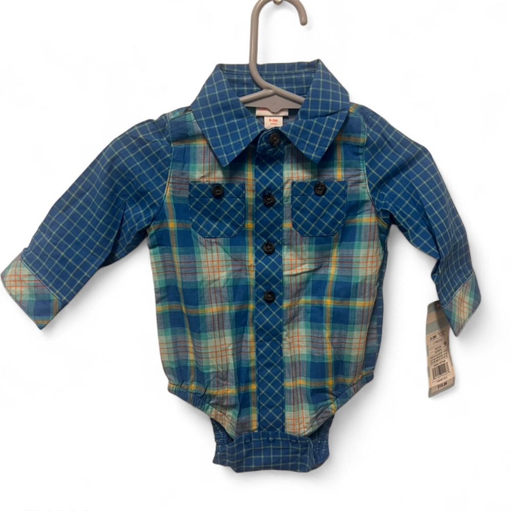 Cat & Jack Blue Plaid Button Down Shirt